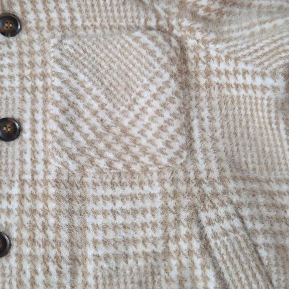 Anthropologie Greylin Houndstooth Jacket Sz M Petite Cream/Tan - Picture 9 of 13